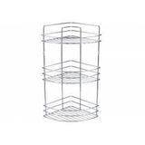 Paslanmaz Çelik Krom Banyo Köşesi 3 Katlı Şampuanlık 21x21x52cm Port Raf Sistemi Metal Banyo Rafı