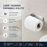 Paslanmaz Çelik Lamalı Tuvalet Kağıtlığı, Krom Renk Wc Kağıt Askılığı, Hem Yapışkanlı Hem Vidalı Montajlı, Açık Uç Tasarımlı Banyo Kağıtlık, 5 Yıl Garantili