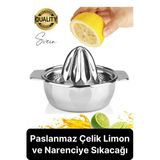 Paslanmaz Çelik Limon ve Nar Sıkacağı Narenciye Mutfak El Aleti Pratik Sıkacak Yıkanabilir Hijyenik