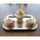 Paslanmaz Çelik Lüks Model Gold Desen Çay Kahve Tepsisi 34,5 x 24,5 CM
