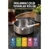 Paslanmaz Çelik Metal Küllük 8 Cm Yuvarlak Masaüstü Küllük Mat Gümüş Dekoratif Modeli