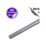 Paslanmaz Çelik Metrik 4 Gijon ( Inox A2 Saplama Tij ) 1 Mt. Boy