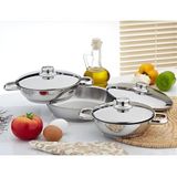 Paslanmaz Çelik Omlet Tava Seti, Kapaklı, 3 Adet, 16cm, 18cm, 20cm, 6 Parça