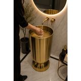 Paslanmaz Çelik Pvd Kaplı Monoblok Lavabo - Ayaklı Lüks Banyo Lavabosu - Gold