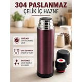Paslanmaz Çelik Seyahat Termosu Tek Tuşlu Vakumlu Kahve Ve Çay Termosu