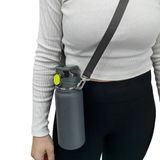 Paslanmaz Çelik Su Matarası - 600 ml - Askılı - Pipetli veya Pipetsiz Çelik Suluk (Siyah)