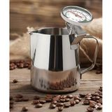 Paslanmaz Çelik Süt Potu Pitcher 1000 ml (1 L) + Analog Termometre Seti - Barista Köpürtme Sürahisi