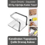 Paslanmaz Çelik Suya Dayanıklı Evye Düzenleyici Yapışkanlı Bulaşık Süngeri Tutucu Drenaj Askısı