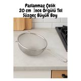 Paslanmaz Çelik Süzgeç 20 Cm – Tel Süzgeç / Un Eleği / Makarna Süzgeci
