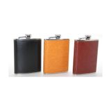 Paslanmaz Çelik Tekli 8 Oz Derili Matara Alk2661