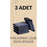 Paslanmaz Çelik Telli Bulaşık Süngeri 3’lü, Dayanıklı ve Pratik Temizlik Aracı - Seçenek 1