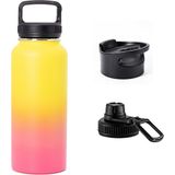 Paslanmaz Çelik Termos - 3 Adet Farklı Kullanımlara Uygun Kapak Hediyelidir - 950 ml - Sarı