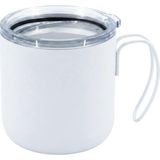 Paslanmaz Çelik Termos Mug - 320ML Vakumlu Seyahat Bardağı - Sızdırmaz Şeffaf Kapaklı ve Ergonomik Saplı Kamp Kupası - Ofis ve Dış Mekan Için Isı Yalı - -- - 000-Siyah