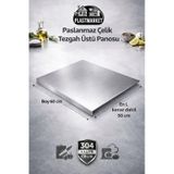 Paslanmaz Çelik Tezgah Üstü Kesme Doğrama Yoğurma Tahtası - L Kenar - Xl Ekstra Büyük Boy Metalik