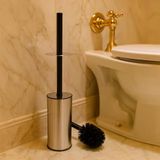 Paslanmaz Çelik Tuvalet Fırçası – Kapaklı, Hijyenik Dayanıklı Metal Wc Fırçası Seti, Şık Banyo Aksesuarı