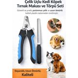 Paslanmaz Çelik Uçlu Kedi Köpek Tırnak Makası Törpü Seti Evcil Hayvan Bakım Seti