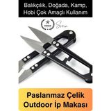 Paslanmaz Çelik Yaylı Balıkçı Ip Kesme Makası Dış Mekan Hobi Makası Keskin Budama Ilik Açıcı - Siyah 1