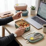 Paslanmaz Çelik Yemek Kabı 750 Ml, Çatal Kaşık Dahil, Kilitli Kapaklı Lunch Box, Yemek Taşıma ve Saklama Kabı, 21X12X7,50 Cm, Yeşil/pembe/mavi - Çok Renkli