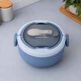 Paslanmaz Çelik Yuvarlak Lunch Box, Kilitli Çelik Beslenme Kabı,Mavi
