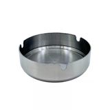 Paslanmaz Çelik Yuvarlak Metal Küllük - Lüks Fırçalanmış Tasarım 10 cm
