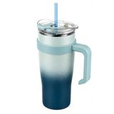 Paslanmaz Çelik,%100 Sızdırmaz, Çift Katmanlı, Pipetli, Saplı Termos Bardak, Termal Matara 1000 ml (Mavi)