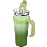 Paslanmaz Çelik,%100 Sızdırmaz, Çift Katmanlı, Pipetli, Saplı Termos Bardak, Termal Matara 1000 ml (Yeşil)