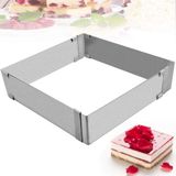 Paslanmaz Çelikten Ayarlanabilir Kek ve Pasta Kalıbı,kare ve Dikdörtgen Ayarlanabilir Kek Kabı, - 26 x 26 x 7 cm