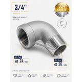 Paslanmaz Dirsek | Erkek-Dişi | Gıdaya Uygun | Krom Çelik Kuyruklu Dirsek 304 Kalite | Bsp Diş - 3/4'' (2 ADET)