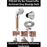 Paslanmaz Filtreli Su Tasarruflu Arıtmalı Duş Başlığı Doğal Taş Boncuklu Başlık Hortum Mafsal Seti