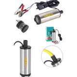 Paslanmaz Gövdeli Profesyonel Bakır Sargılı 12V Mini Mazot Sıvı Yağ Yakıt Aktarma Pompası 51Mm