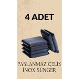 Paslanmaz Inox Tellerli Çok Amaçlı Bulaşık Süngeri 4'lü Set - Seçenek 1