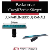 Paslanmaz Izgaralı 50 cm Lineer Duş Kanalı – 50MM Çıkışlı Zemin Süzgeci | Lüxpar | Banyo Gideri