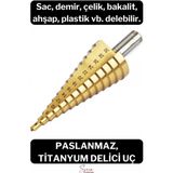 Paslanmaz Kademeli Matkap Ucu Sac Demir Çelik Plastik Bakalit Ahşap Delici Sarı Titanyum Kozalak Uç