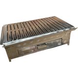 Paslanmaz Kömürlü Mangal 35 x 60 cm Paslanmaz Izgaralı Masaüstü Çekmeceli - STANDART
