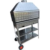 Paslanmaz Kömürlü Mangal 40 x 80 cm Sürgülü Bacalı Barbekü Tekerlekli - STANDART