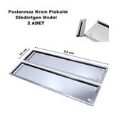 Paslanmaz Krom Nikelaj Plakalık Dikdörtgen Model 12 cm x 53 cm 1. Kalite 2 Adet Gönderim - Caraks