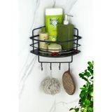 Paslanmaz Lamalı Siyah Şampuanlık Yapışkanlı Banyo Düzenleyici