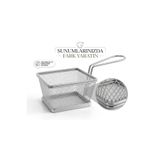 Paslanmaz Mini Sunum Sepeti, Patates Kızartması, Börek, Soğan Halkası Servis Sepeti Sunumluk metal rengi 13x13x9