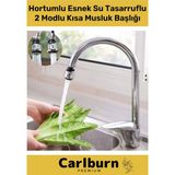 Paslanmaz Mutfak Banyo Lavabo Dayanıklı 360° Dönebilen Su Tasarruflu 2 Modlu Kısa Musluk Başlığı