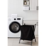 Paslanmaz Siyah Metal Çok Amaçlı Çamaşır Sepeti 50X40 cm - Seçenek 1 - Ahşap