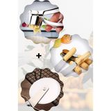 Paslanmaz Soyulmaz Çelik Sarımsak Ezici+ 6'lı Bambu Saplı Tereyağı Sürme+ Hamur, Pizza Kesici Rulet