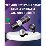 Paslanmaz Termos Ve İkili Bardak Seti | 6-12 Saat Sıcak/Soğuk Tutma P198502s5285
