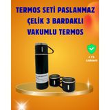 Paslanmaz Termos ve Ikili Bardak Seti | 612 Saat Sıcak/soğuk Tutma