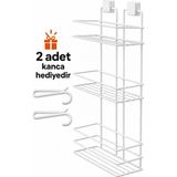 Paslanmaz Yapışkanlı Banyo Rafı Düzenleyici Organizer - Beyaz