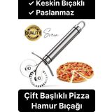 Paslanmaz Yüksek Kaliteli Uzun Ömürlü Çift Taraflı Hamur Pizza Börek Kesme Bıçağı Duvara Asılabilir