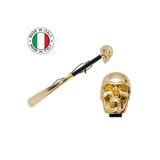 Pasotti Gold Renk Kuru Kafa Figürlü Siyah/Gold Ayakkabı Çekeceği 50 Cm
