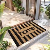 Paspas Çizgili Home Desenli Kapı Önü Paspası 40 x 60 cm - Abanoz