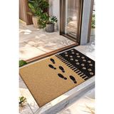Paspas Dekoratif Ayak Izi Desenli Kapı Önü Paspası Koko 40 x 60 cm - Abanoz