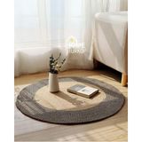 Paspas, Kilim, Halı, Kapı Önü Paspas, Yuvarlak Paspas, Mutfak Paspası, Banyo Paspası, Hediyelik 80 x 80 Siyah Kırçıl-Jüt
