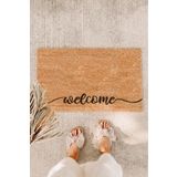 Paspas Yap Altta Welcome El Yazılı Çizgili Koko Kapı Önü Paspası